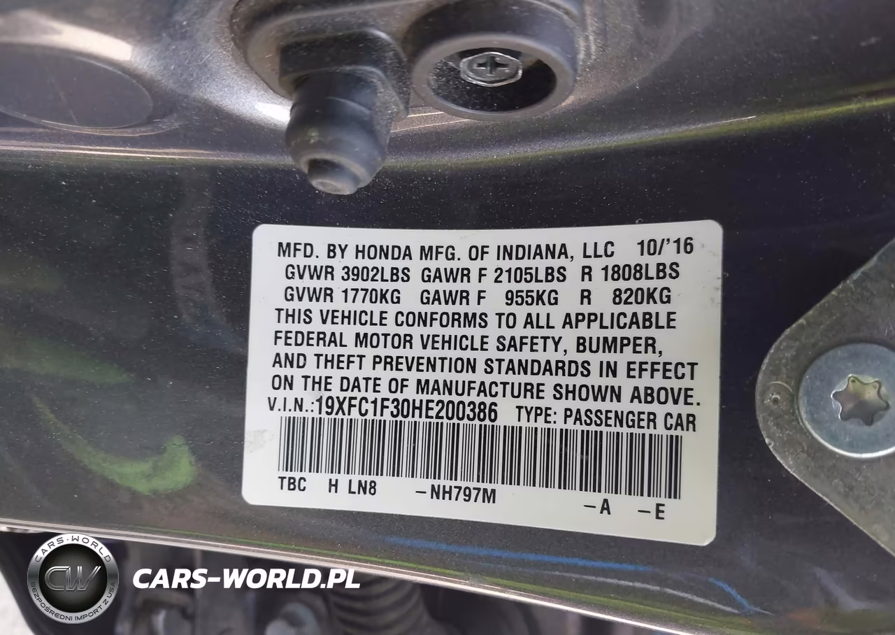 2017 Honda Civic Ex-T VIN:19XFC1F30HE200386 - 9