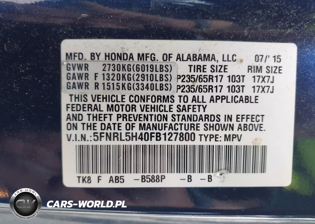 2015 Honda Odyssey Ex VIN:5FNRL5H40FB127800 - 9