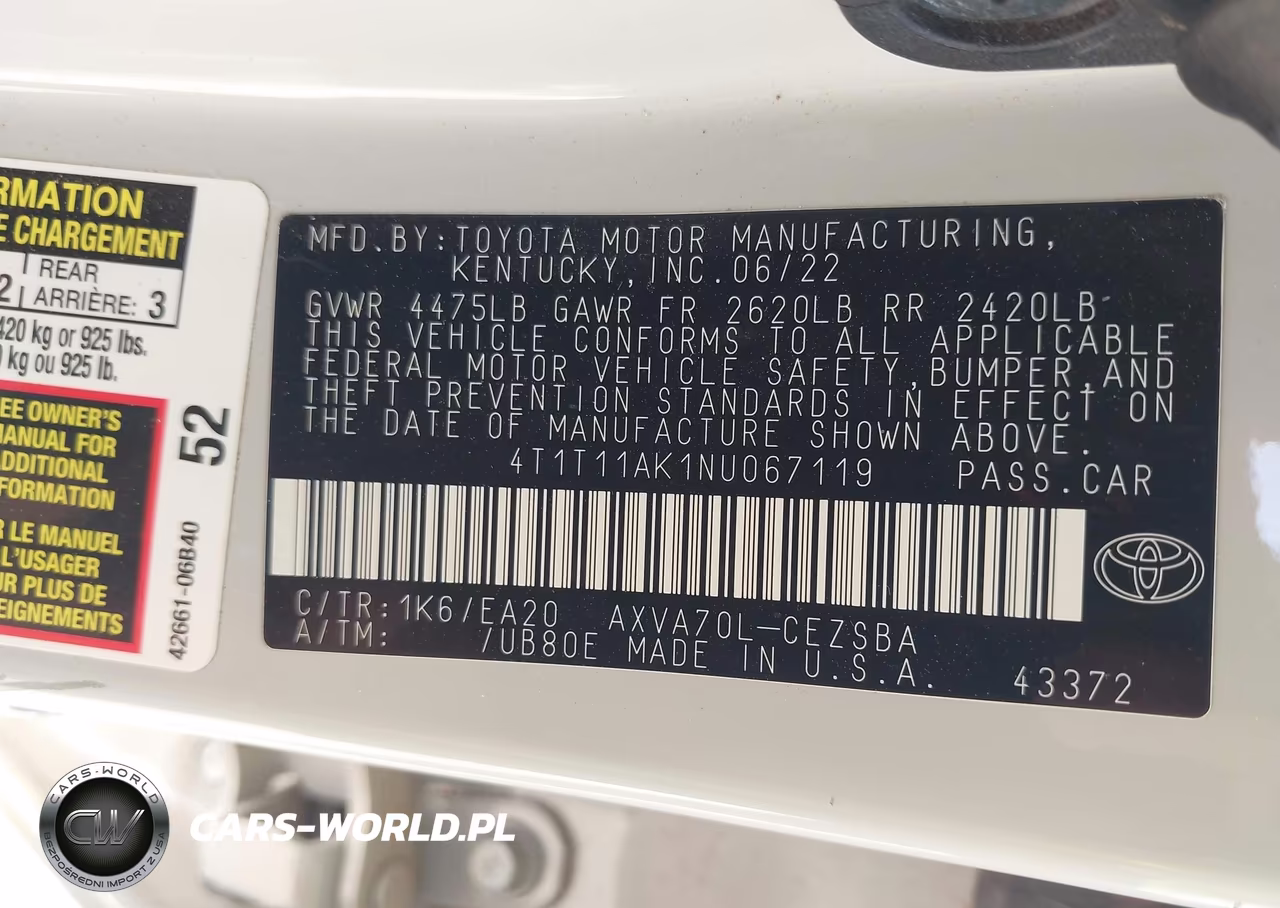 2022 Toyota Camry Se VIN:4T1T11AK1NU067119 - 9