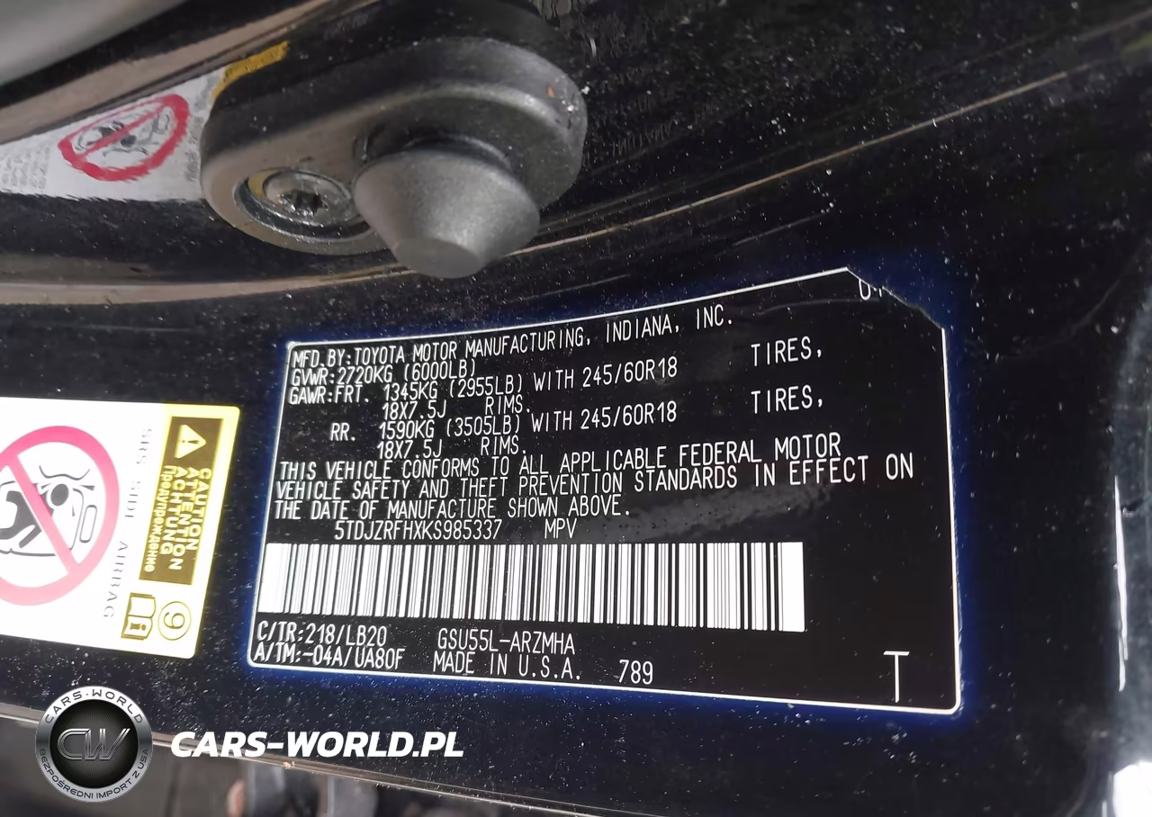 2019 Toyota Highlander Xle VIN:5TDJZRFHXKS985337 - 9