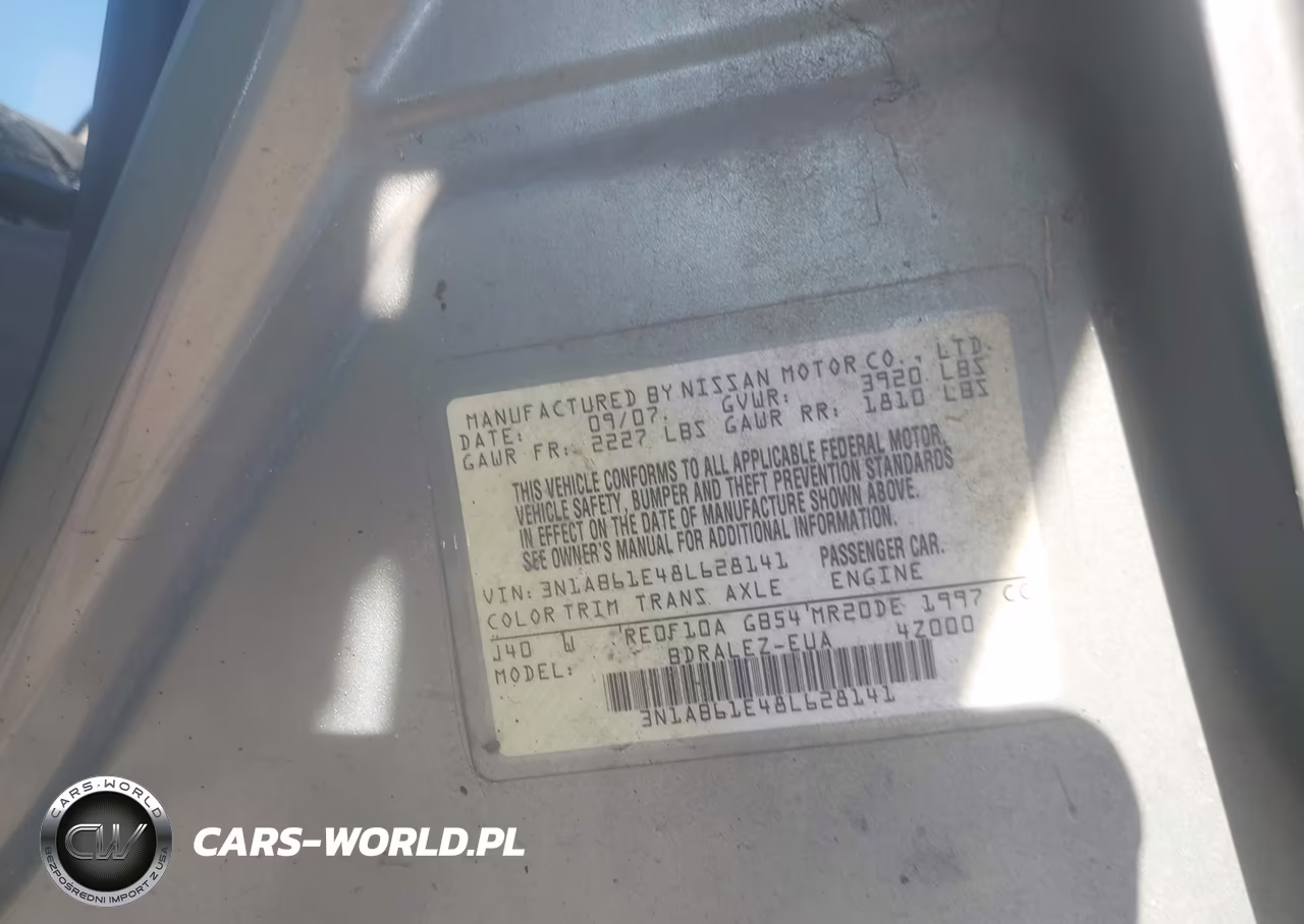 2008 Nissan Sentra 2.0 S VIN:3N1AB61E48L628141 - 9