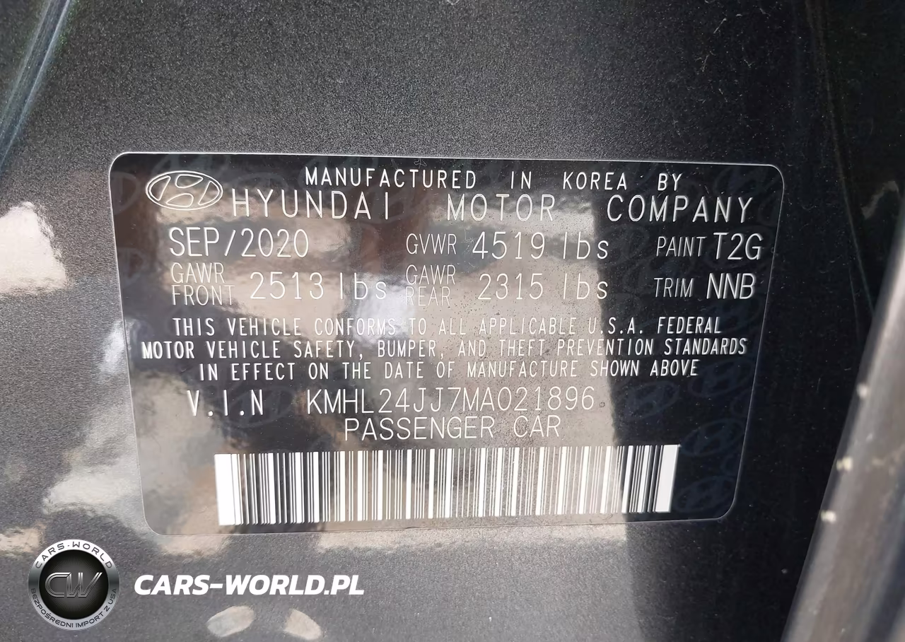 2021 Hyundai Sonata Blue VIN:KMHL24JJ7MA021896 - 9