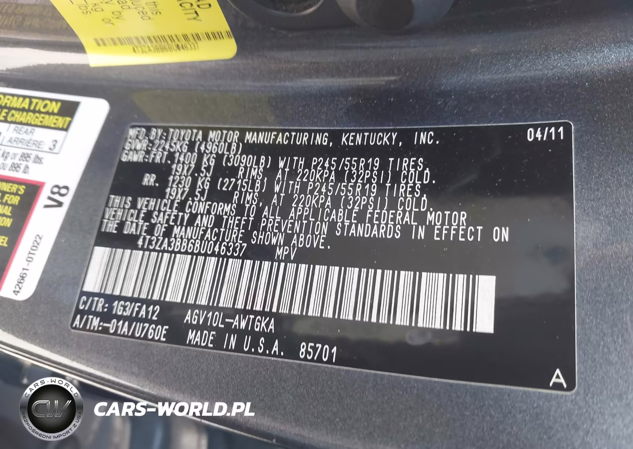 2011 Toyota Venza VIN:4T3ZA3BB6BU046337 - 9