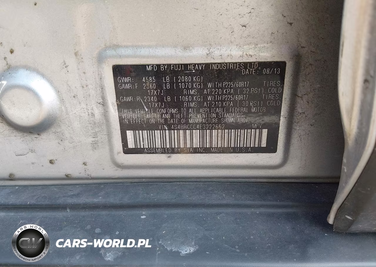2014 Subaru Outback 2.5I Premium VIN:4S4BRCCC4E3222662 - 9