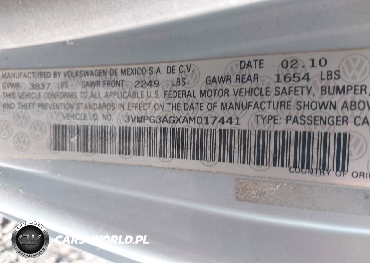 2010 Volkswagen New Beetle 2.5L VIN:3VWPG3AGXAM017441 - 9