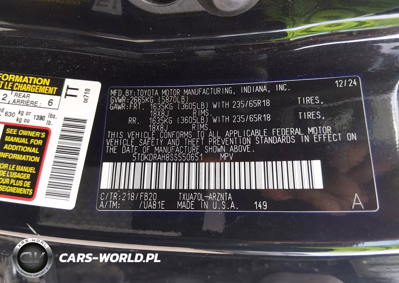 2025 Toyota Highlander Le VIN:5TDKDRAH8SS550651 - 9