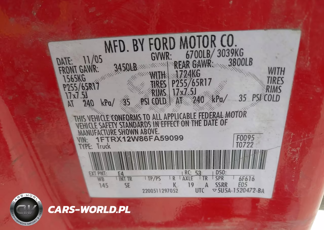 2006 Ford F-150 Stx-Xl-Xlt VIN:1FTRX12W86FA59099 - 9