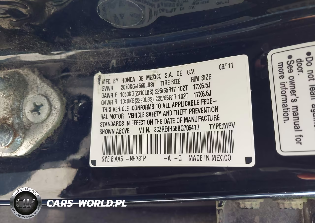 2011 Honda Cr-V Ex VIN:3CZRE4H55BG705417 - 9
