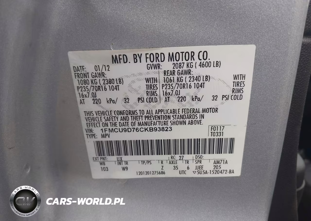 2012 Ford Escape Xlt VIN:1FMCU9D76CKB93823 - 9