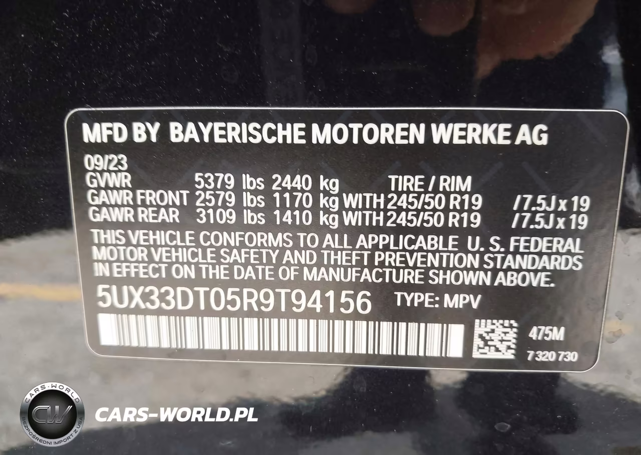 2024 BMW X4 xDrive30I VIN:5UX33DT05R9T94156 - 9