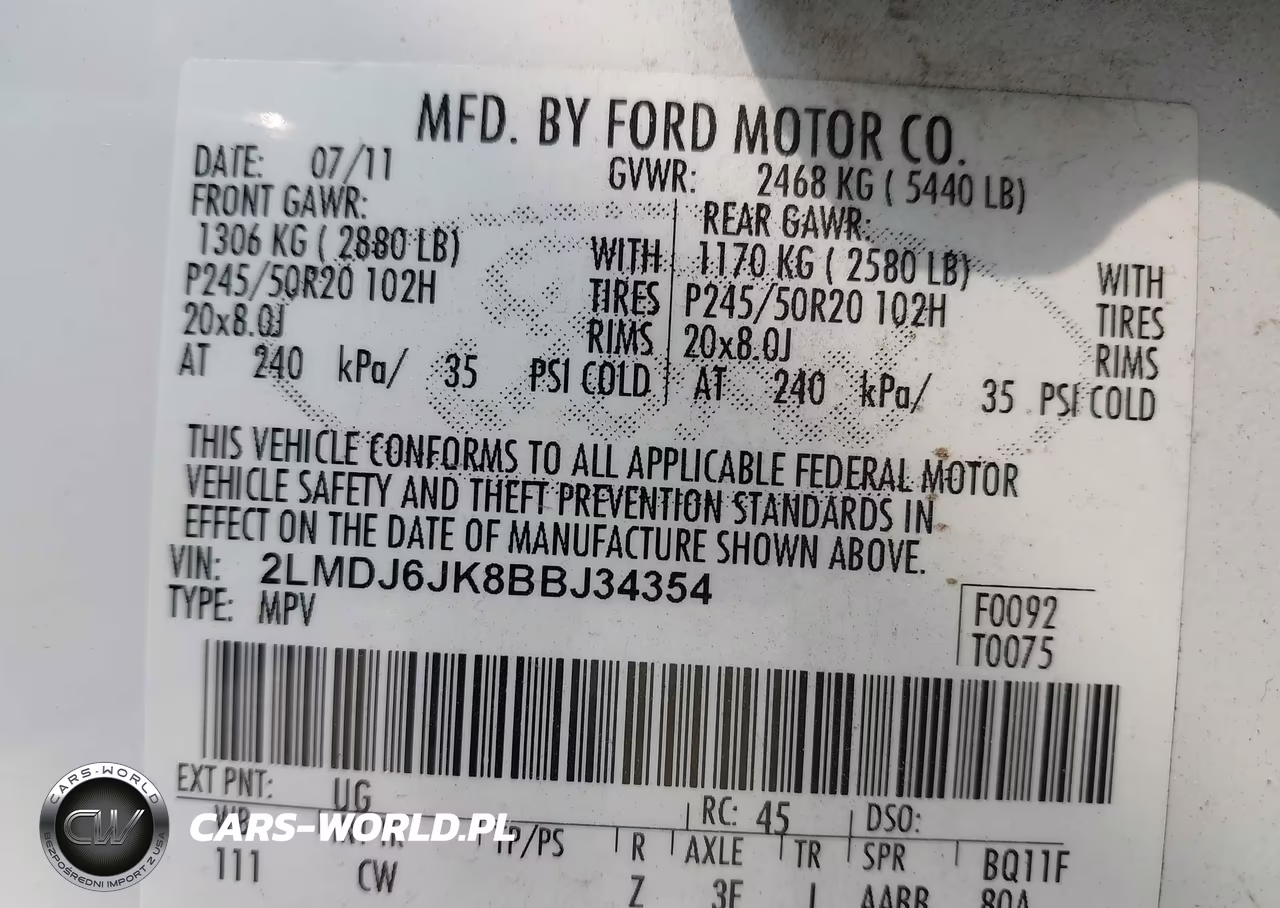2011 Lincoln Mkx VIN:2LMDJ6JK8BBJ34354 - 9