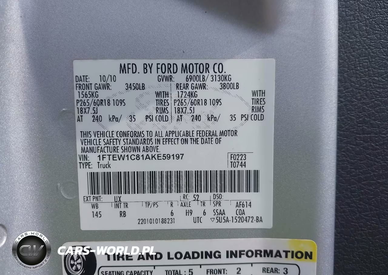 2010 Ford F-150 Fx2 Sport-Xl-Xlt VIN:1FTEW1C81AKE59197 - 9