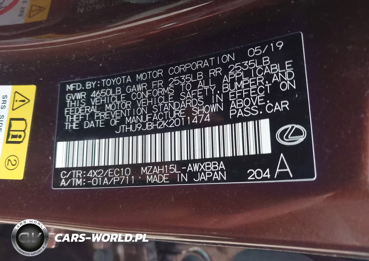 2019 Lexus Ux 250H VIN:JTHU9JBH2K2011474 - 9