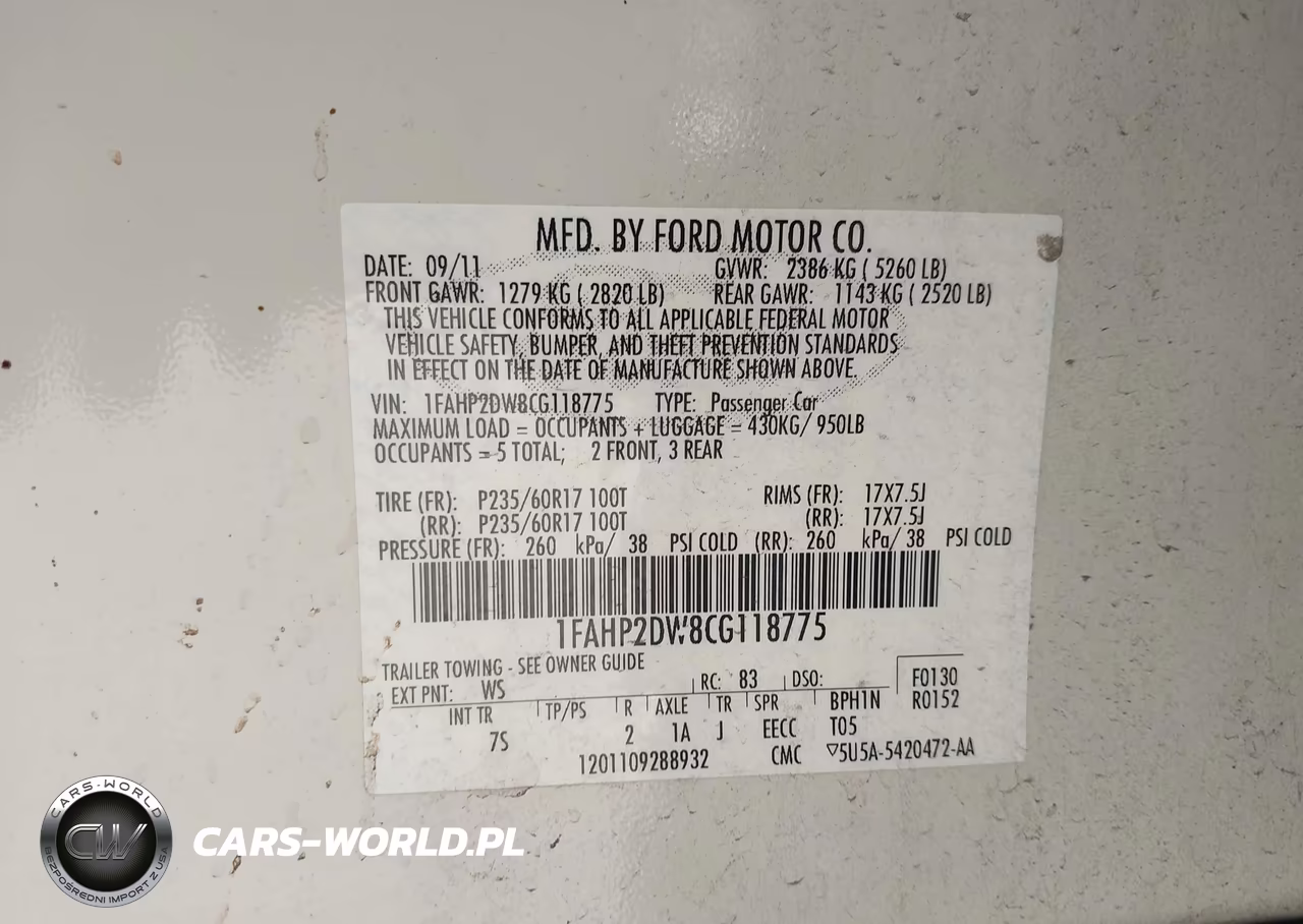 2012 Ford Taurus Se VIN:1FAHP2DW8CG118775 - 9