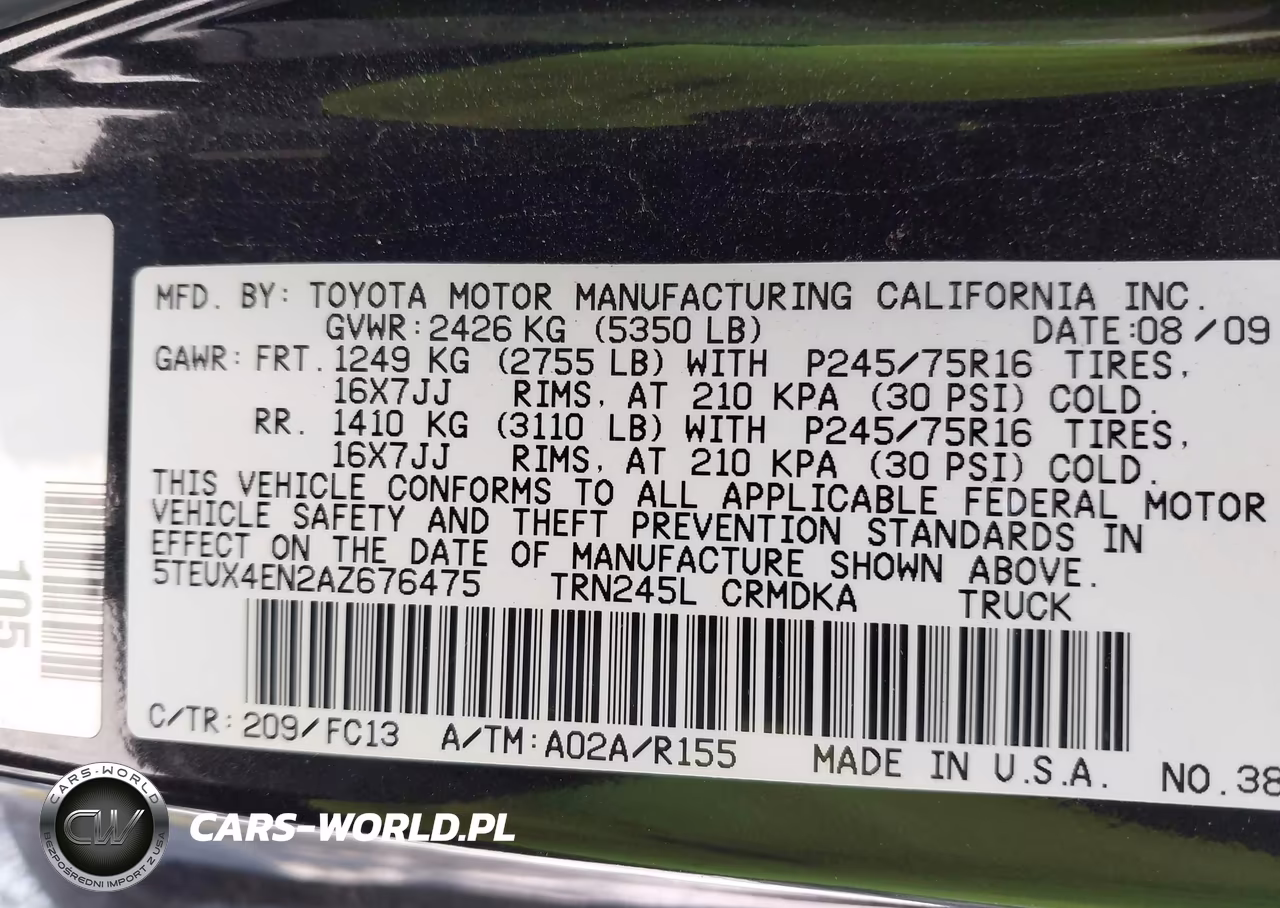 2010 Toyota Tacoma VIN:5TEUX4EN2AZ676475 - 9
