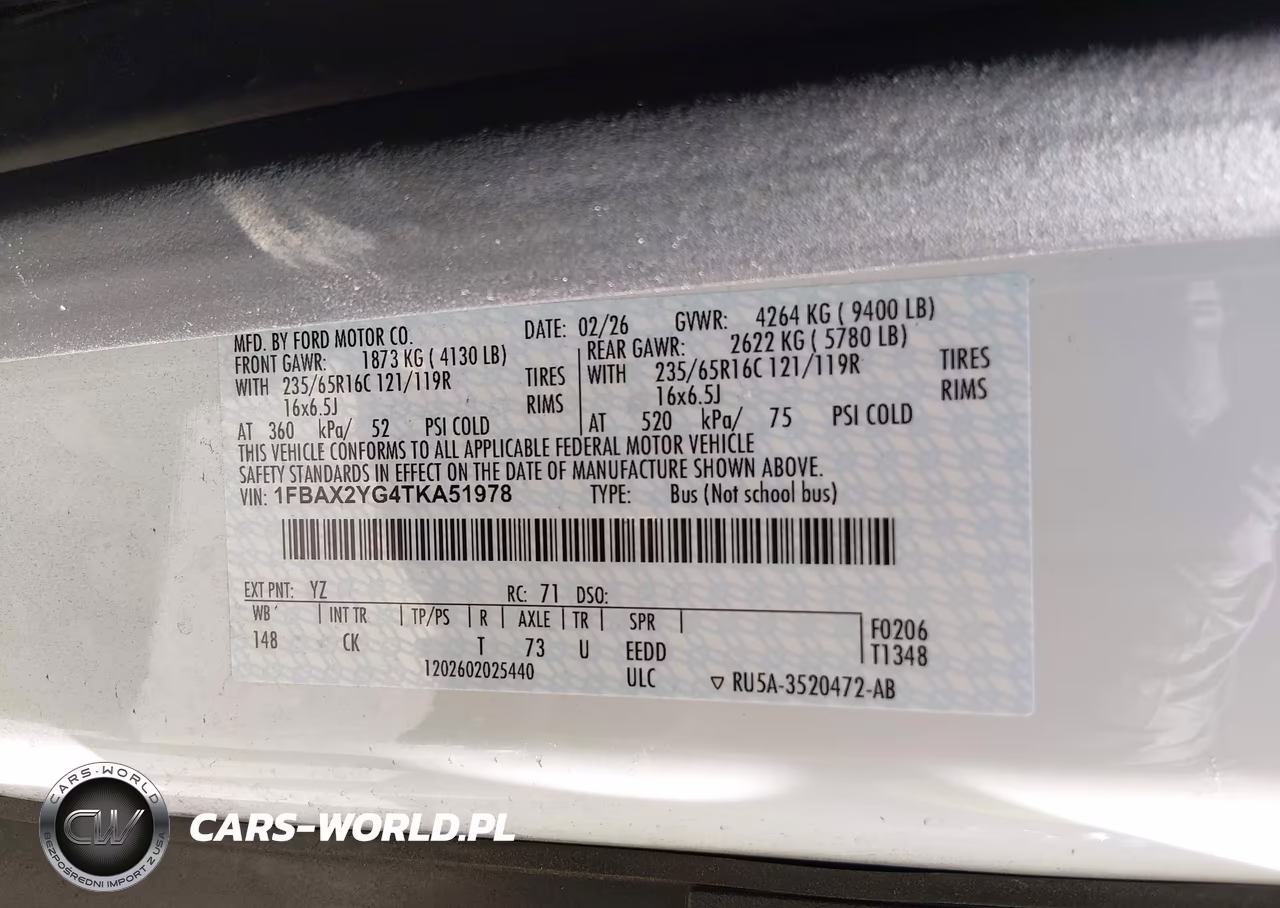 2026 Ford Transit-350 Passenger Van Xlt VIN:1FBAX2YG4TKA51978 - 9
