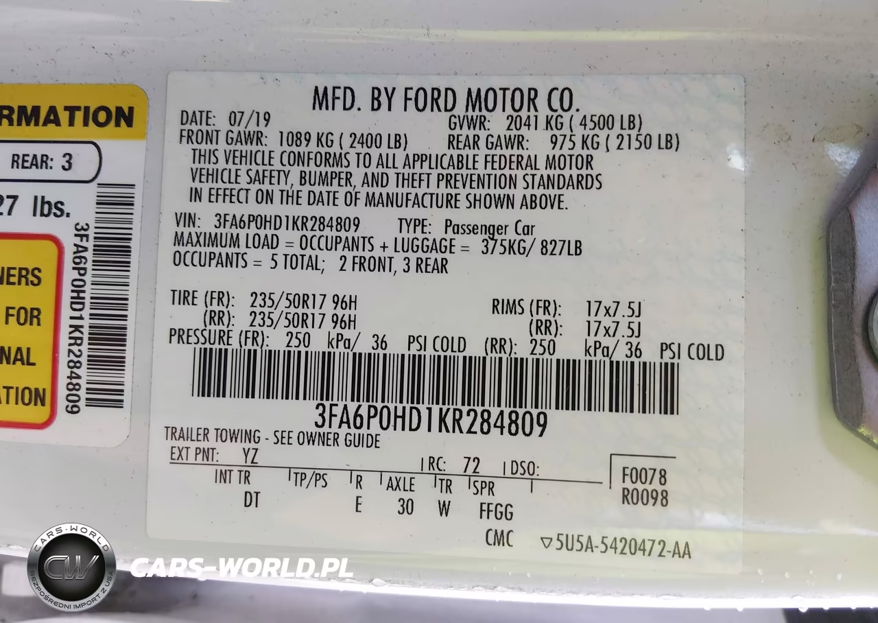 2019 Ford Fusion Se VIN:3FA6P0HD1KR284809 - 9