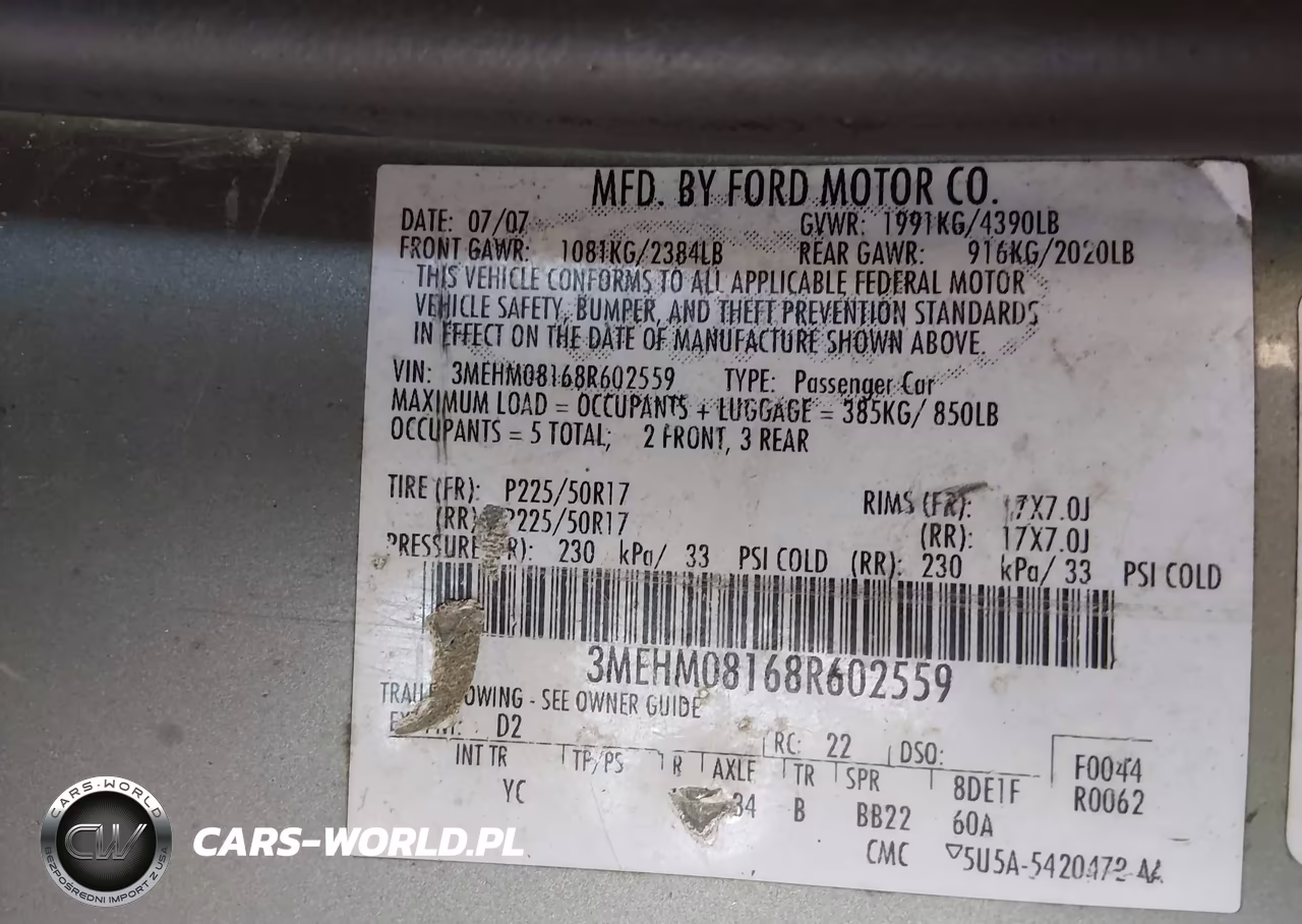 2008 Mercury Milan V6 Premier VIN:3MEHM08168R602559 - 9