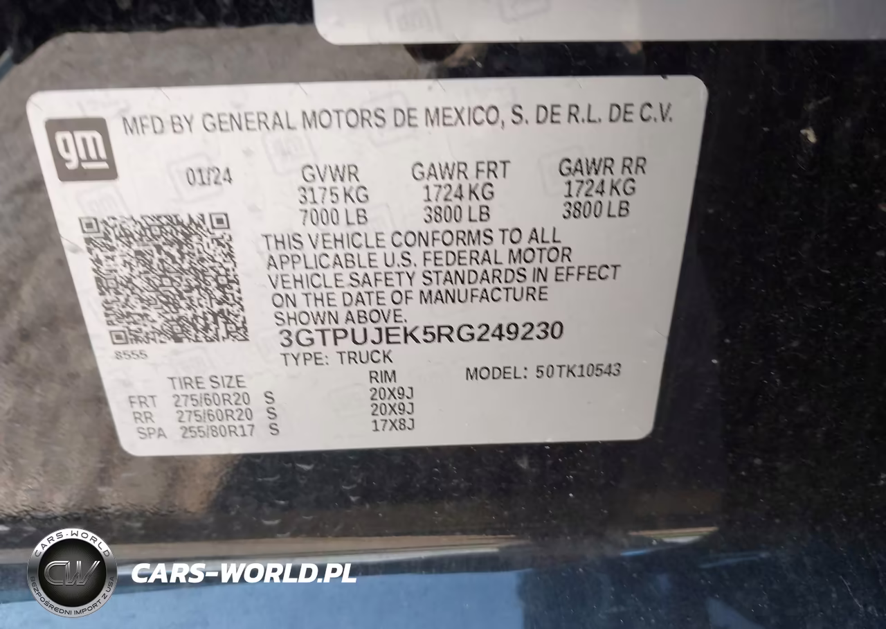 2024 GMC Sierra 1500 4Wd Short Box Elevation With 3Vl VIN:3GTPUJEK5RG249230 - 9