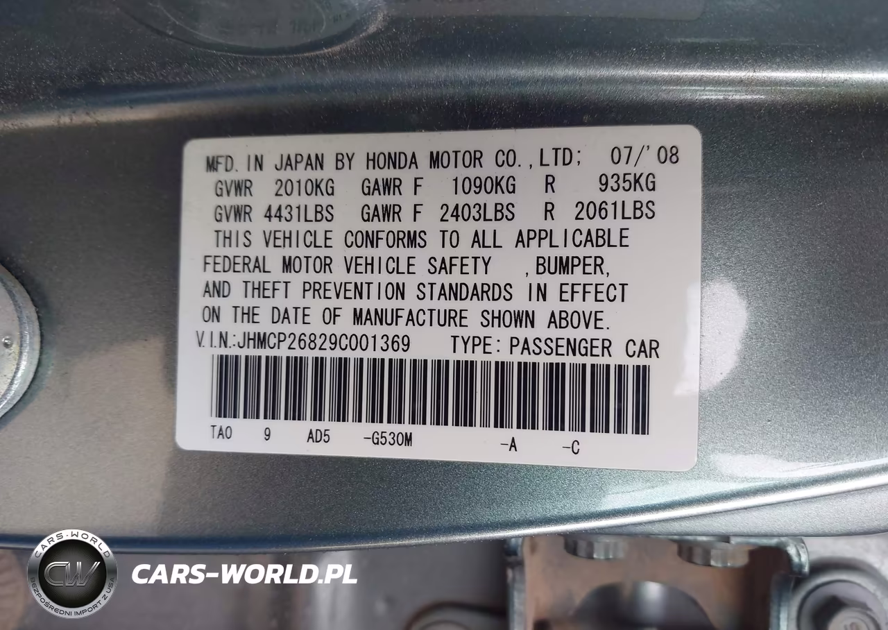 2009 Honda Accord 2.4 Ex-L VIN:JHMCP26829C001369 - 9