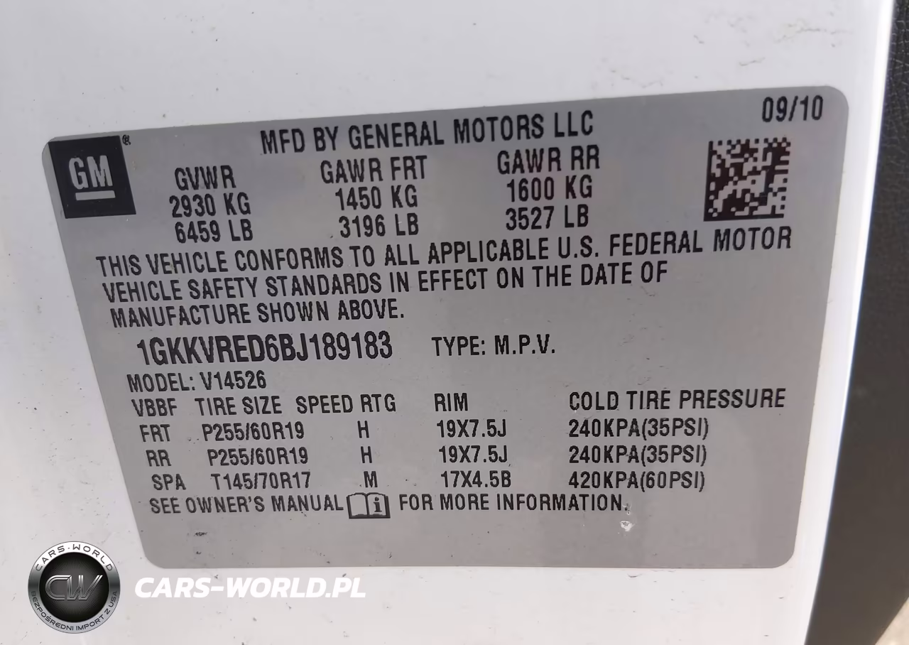 2011 GMC Acadia Slt-1 VIN:1GKKVRED6BJ189183 - 9