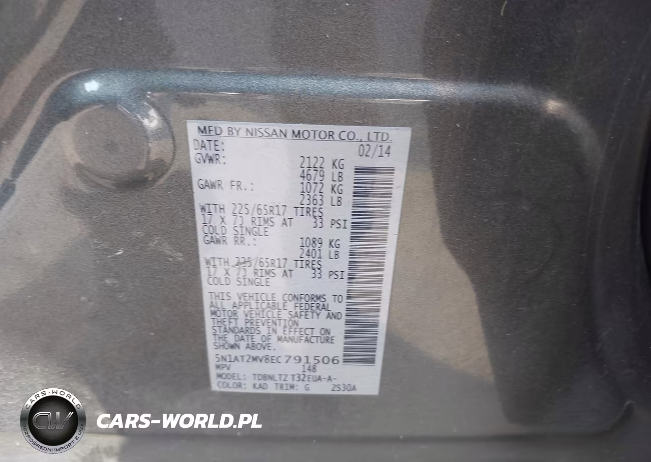 2014 Nissan Rogue S-Sl-Sv VIN:5N1AT2MV8EC791506 - 9
