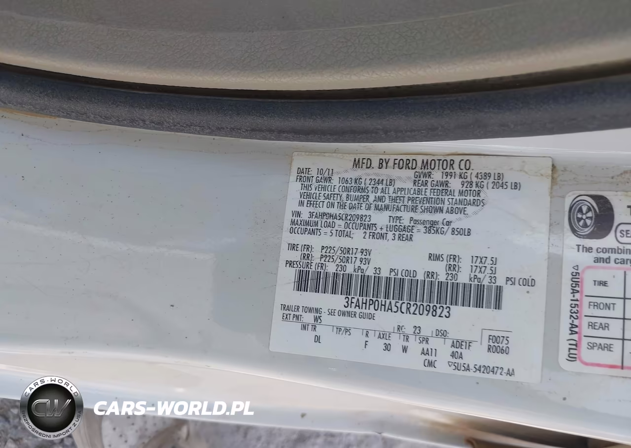 2012 Ford Fusion Se VIN:3FAHP0HA5CR209823 - 9