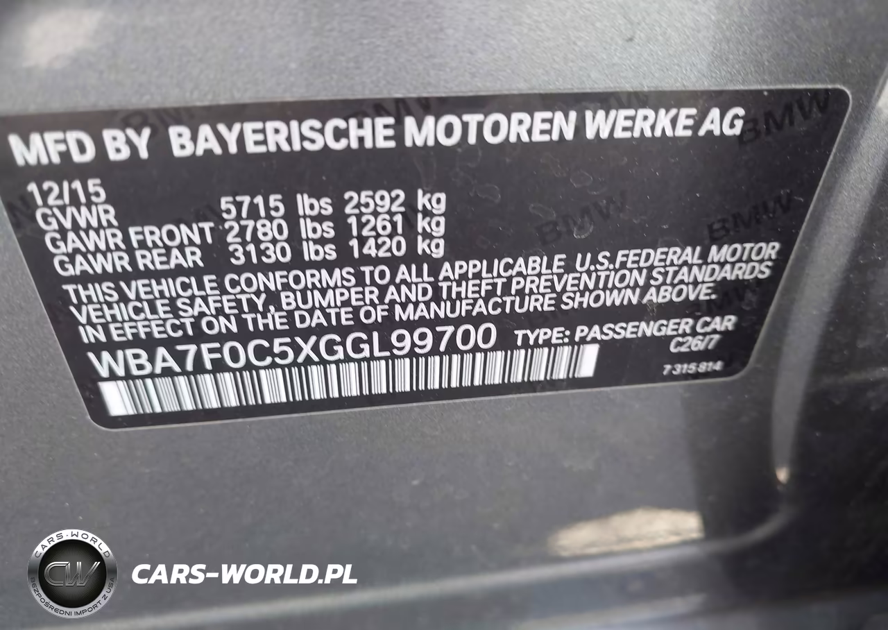 2016 BMW 750I VIN:WBA7F0C5XGGL99700 - 9