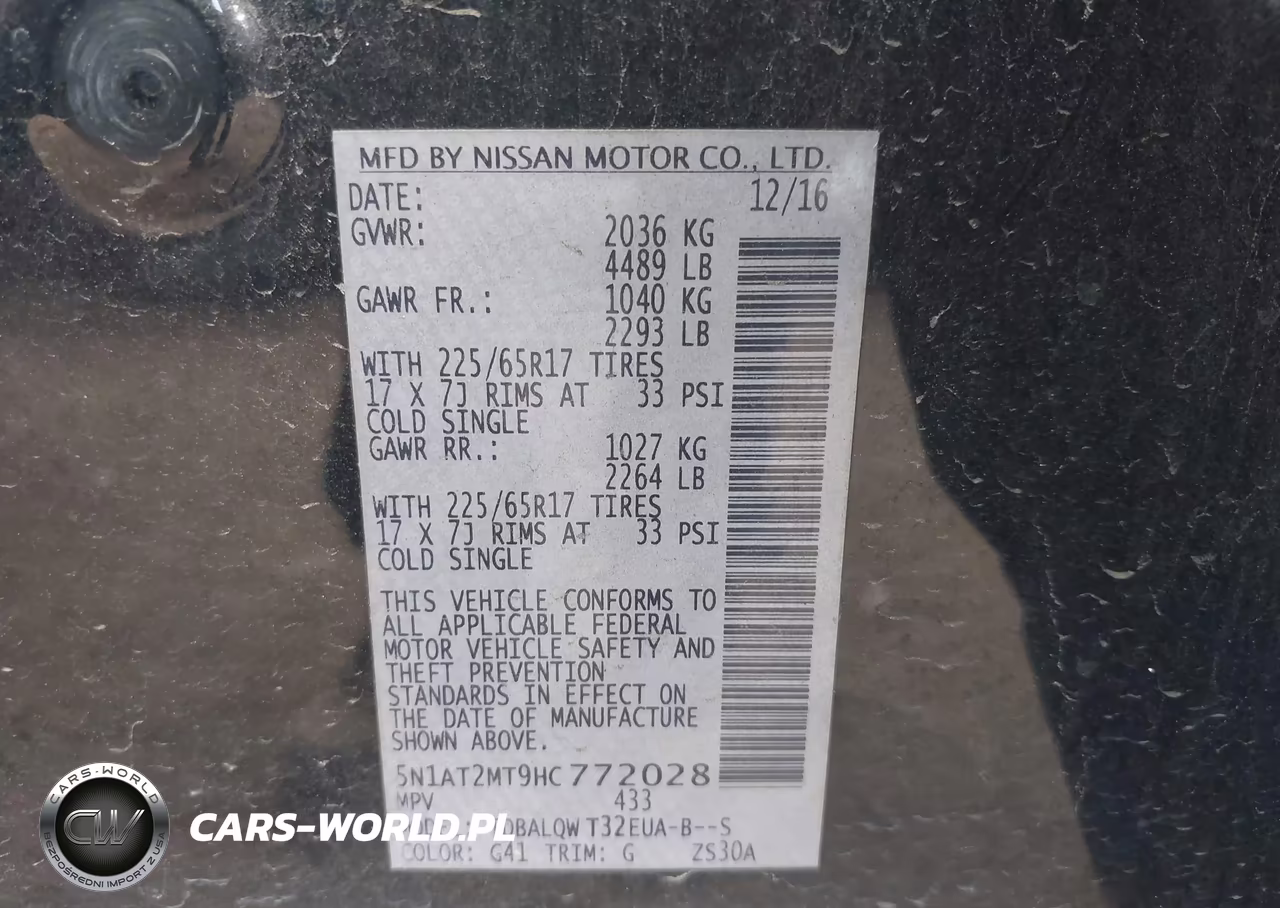 2017 Nissan Rogue Sv VIN:5N1AT2MT9HC772028 - 9