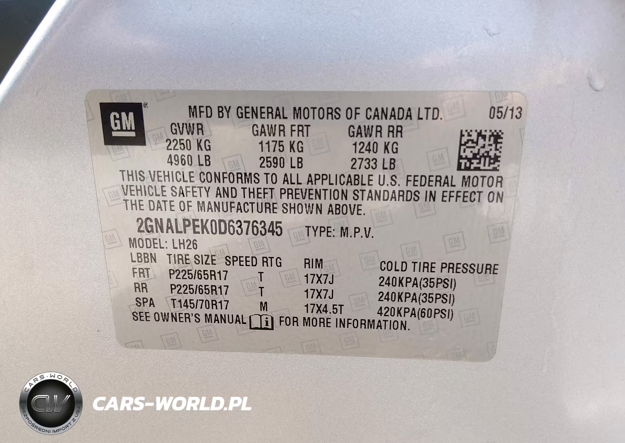 2013 Chevrolet Equinox Lt VIN:2GNALPEK0D6376345 - 9