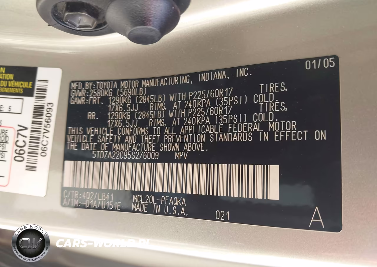2005 Toyota Sienna Xle VIN:5TDZA22C95S276009 - 9