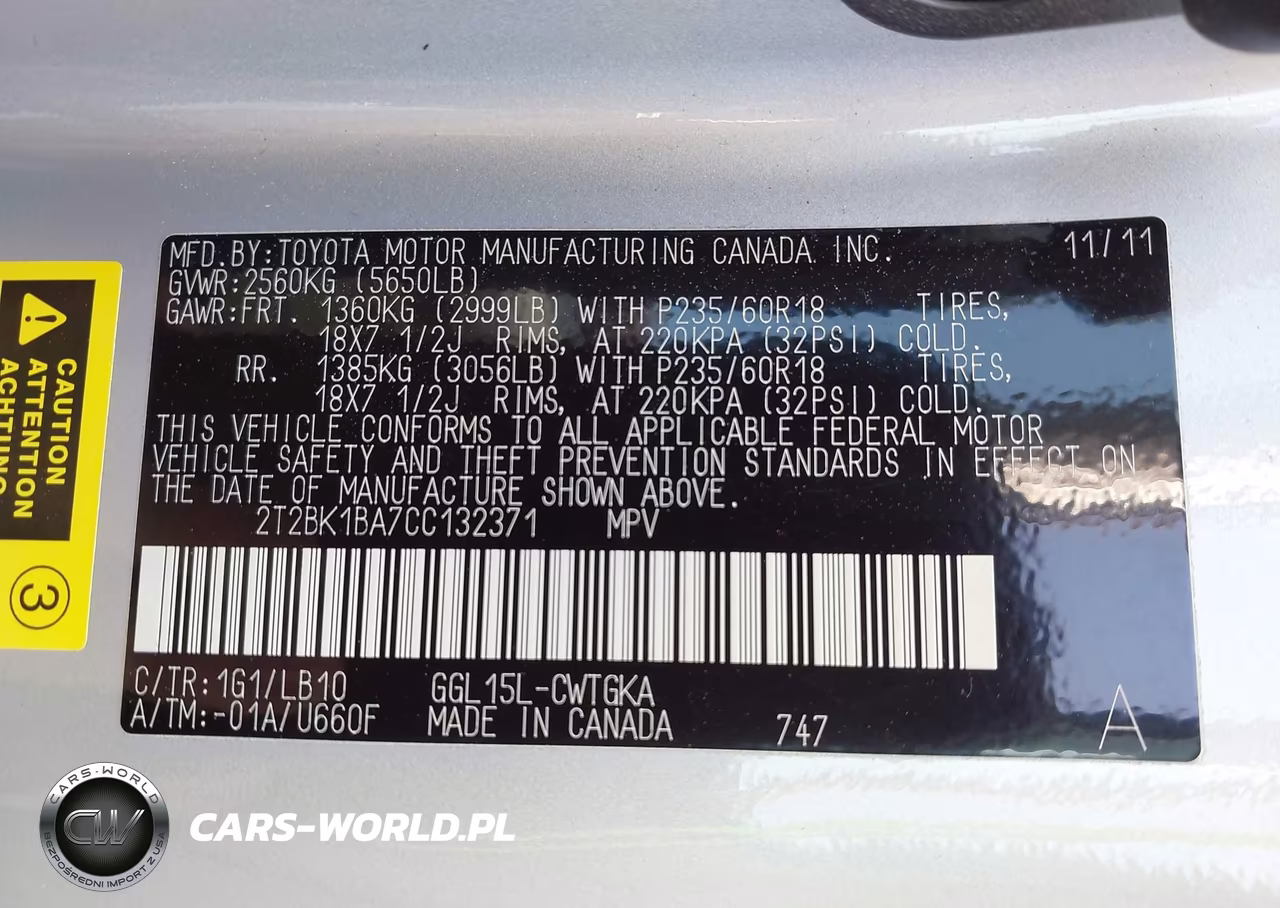 2012 Lexus Rx 350 VIN:2T2BK1BA7CC132371 - 9