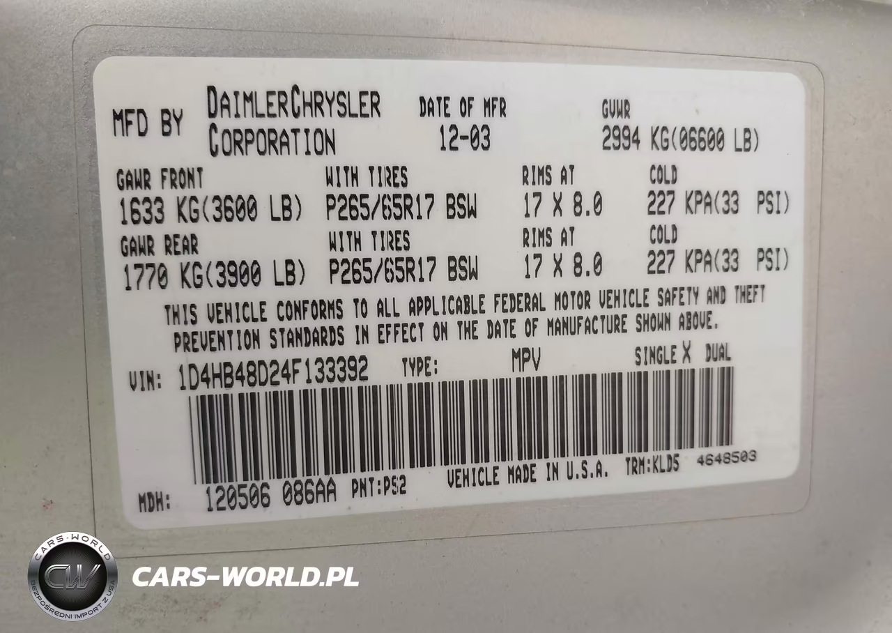 2004 Dodge Durango Slt VIN:1D4HB48D24F133392 - 9