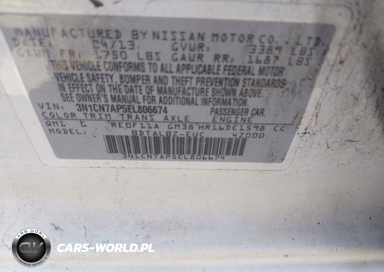 2014 Nissan Versa 1.6 Sv VIN:3N1CN7AP5EL806674 - 9