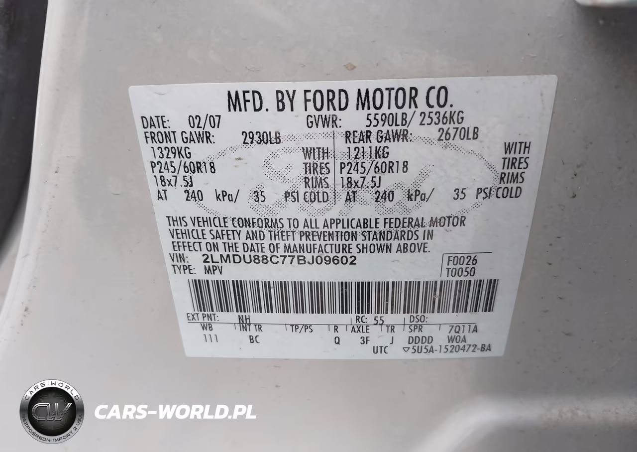 2007 Lincoln Mkx VIN:2LMDU88C77BJ09602 - 9