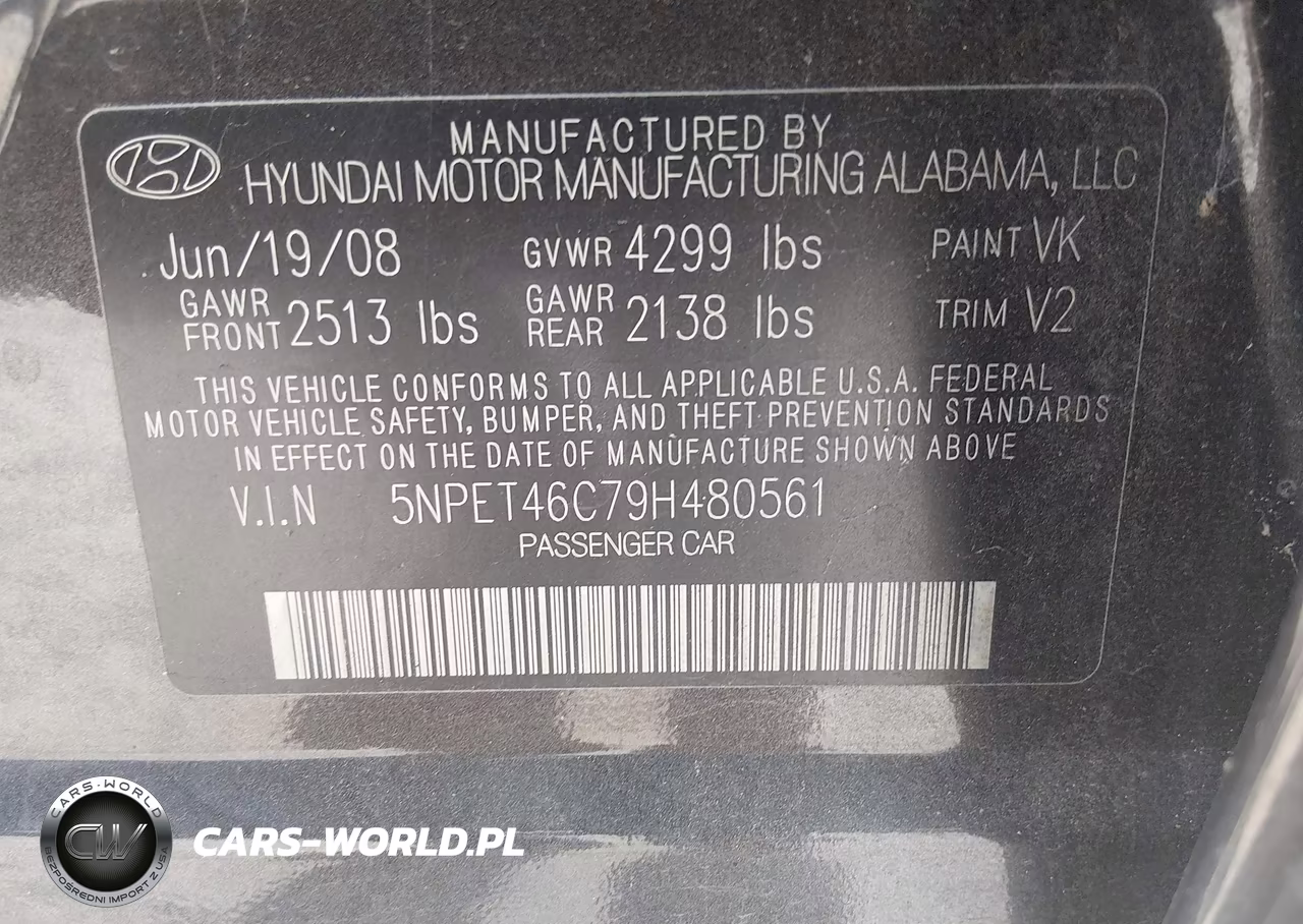 2009 Hyundai Sonata Gls VIN:5NPET46C79H480561 - 9