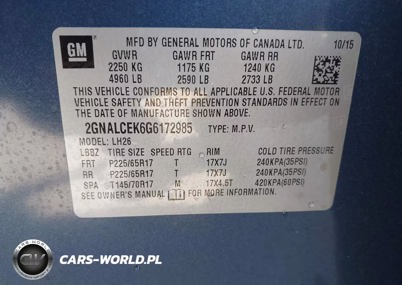 2016 Chevrolet Equinox Lt VIN:2GNALCEK6G6172985 - 9