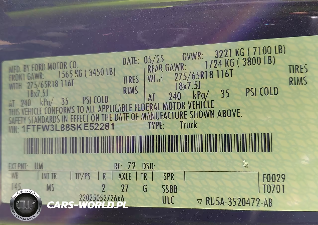 2025 Ford F-150 Xlt VIN:1FTFW3L88SKE52281 - 9
