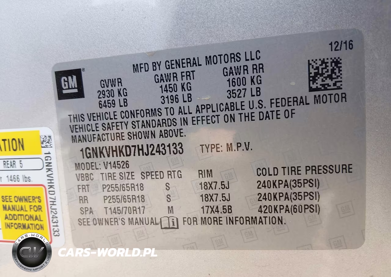 2017 Chevrolet Traverse Lt VIN:1GNKVHKD7HJ243133 - 9
