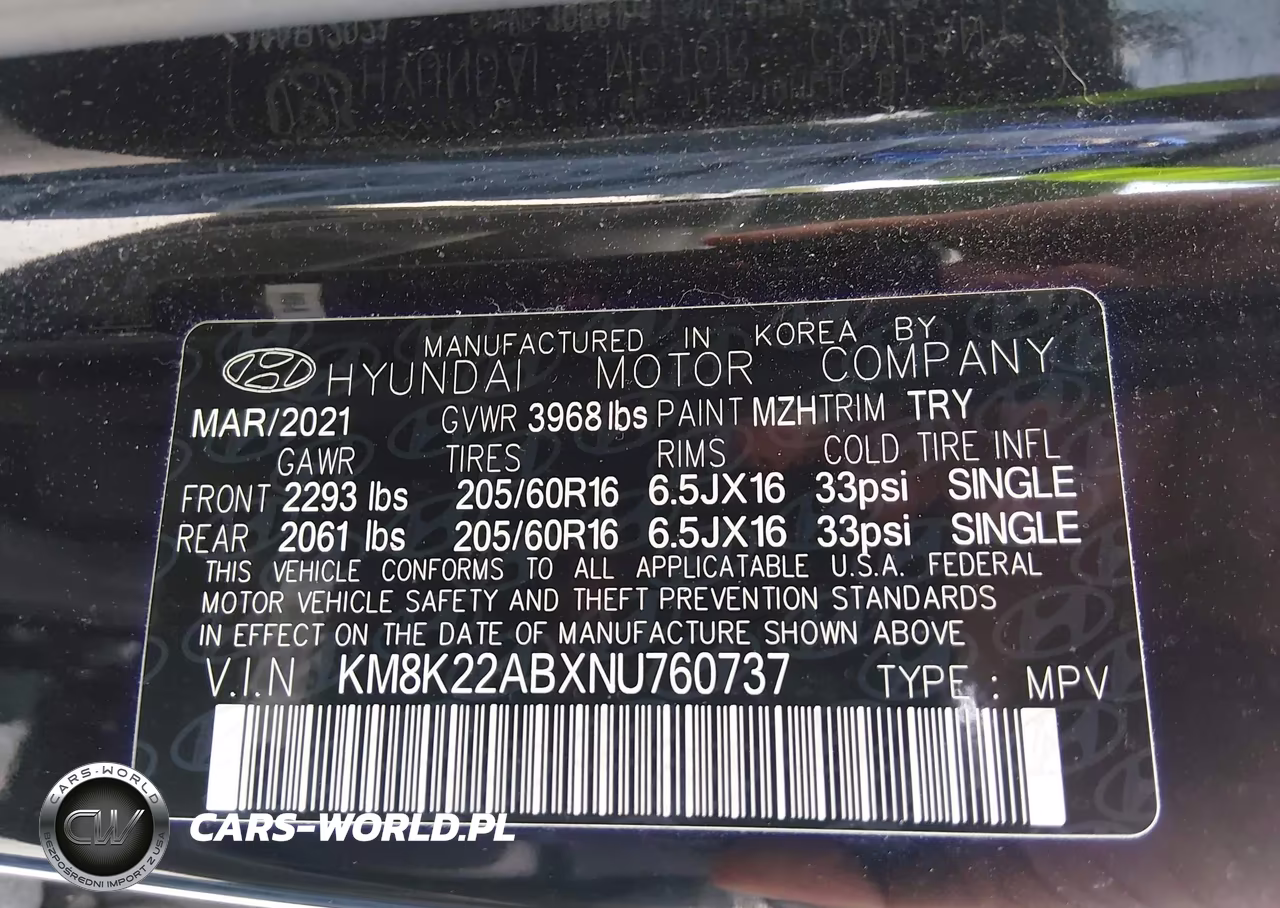 2022 Hyundai Kona Se VIN:KM8K22ABXNU760737 - 9