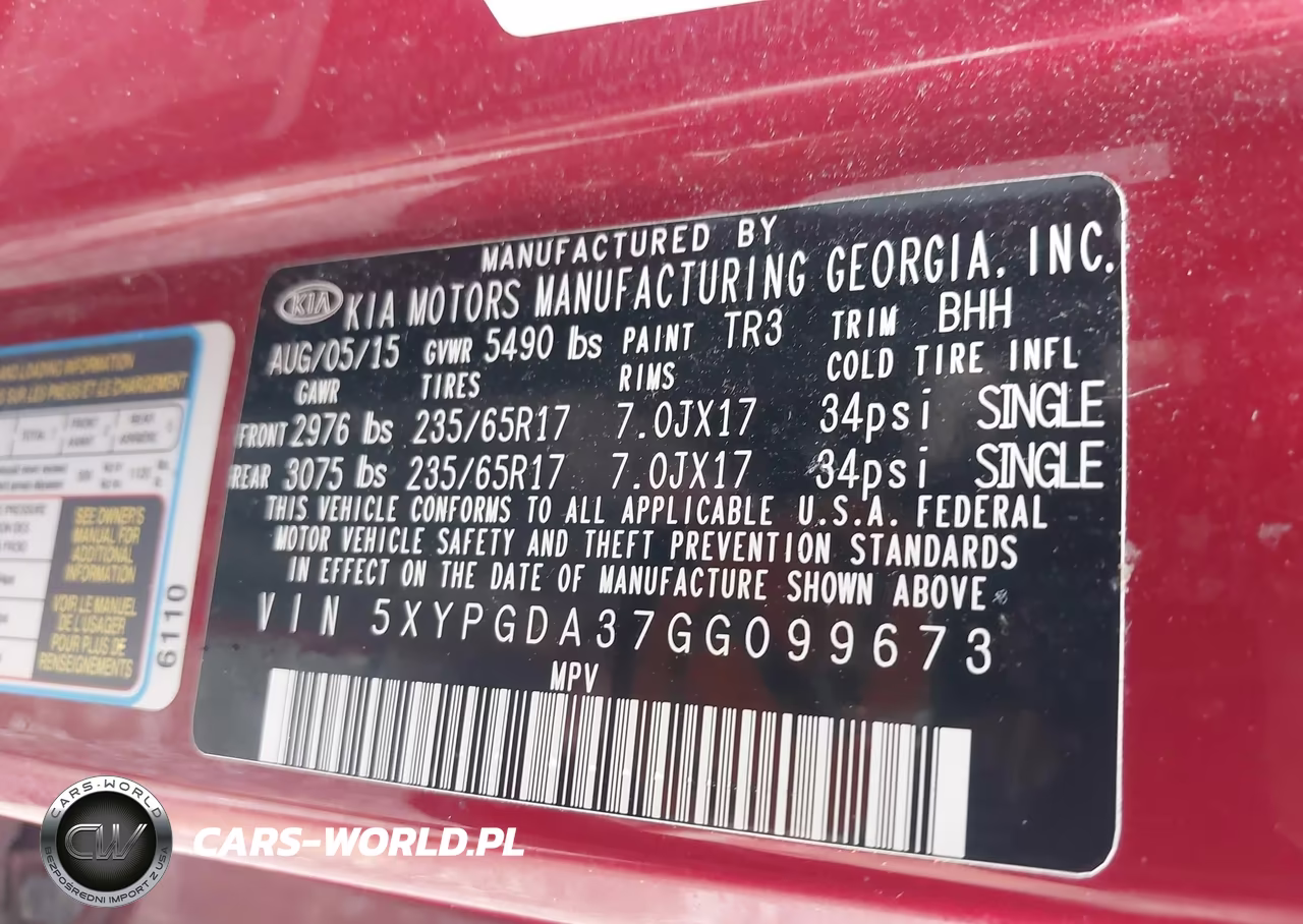 2016 Kia Sorento 2.4L Lx VIN:5XYPGDA37GG099673 - 9