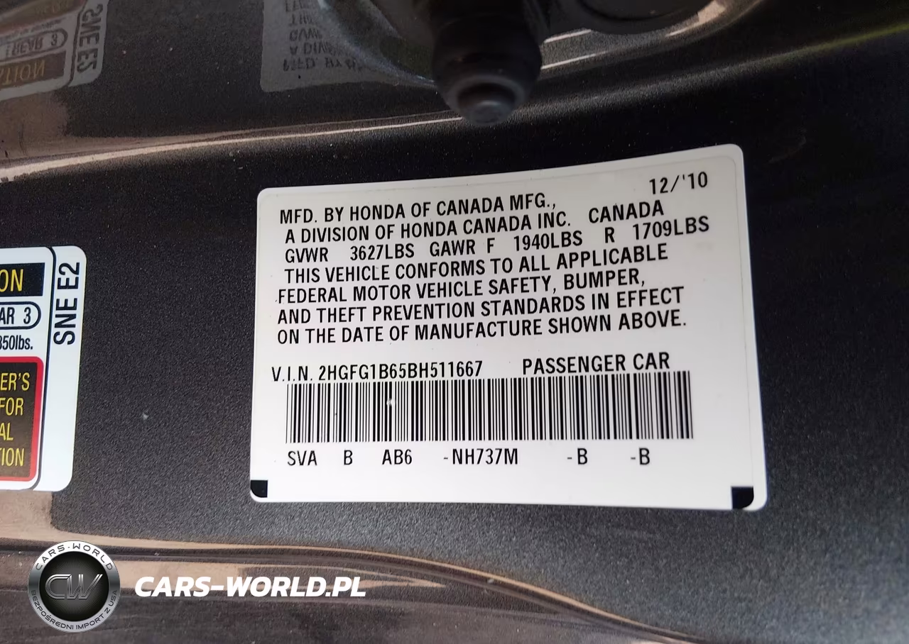 2011 Honda Civic Lx VIN:2HGFG1B65BH511667 - 9