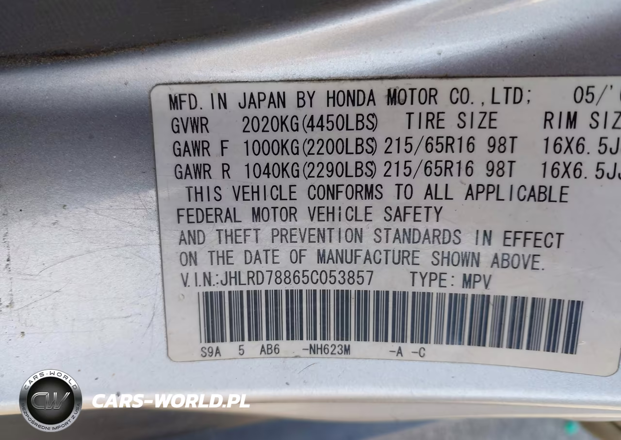 2005 Honda Cr-V Ex VIN:JHLRD78865C053857 - 9