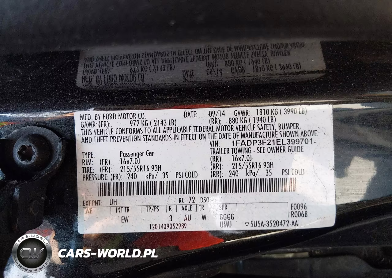 2014 Ford Focus Se VIN:1FADP3F21EL399701 - 9
