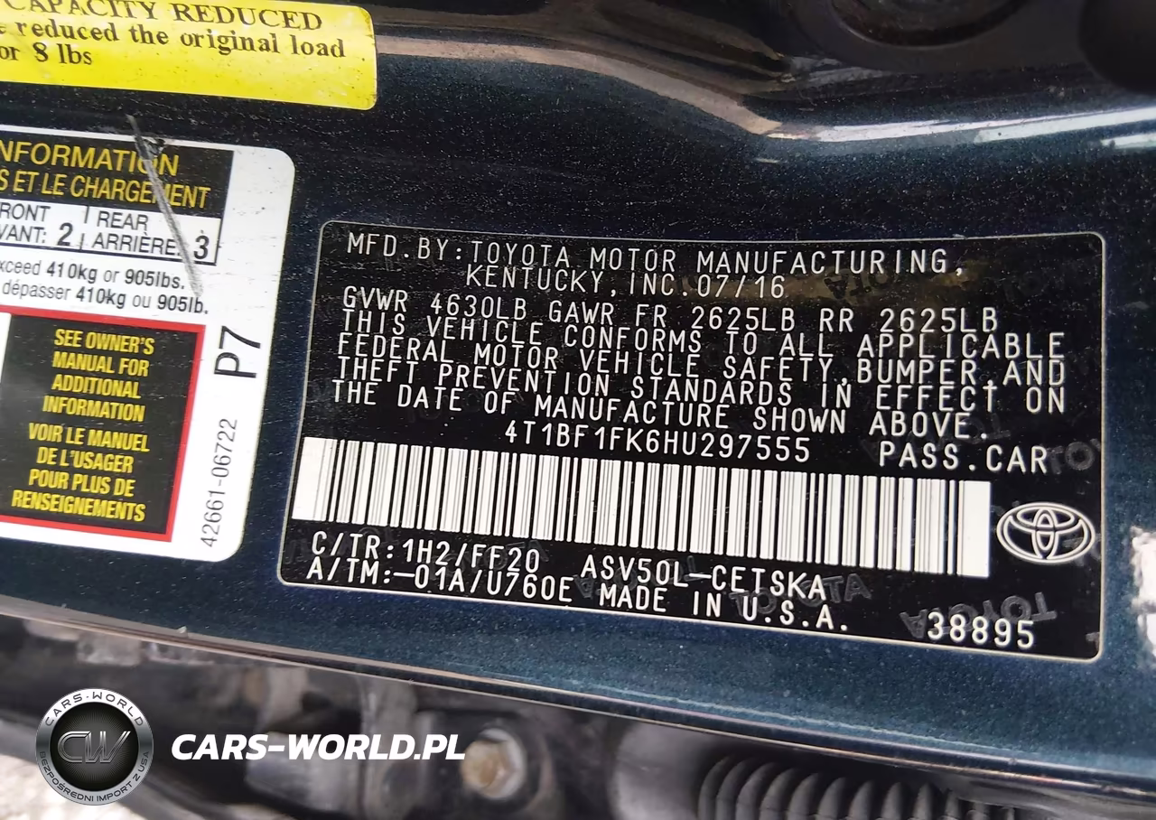 2017 Toyota Camry Se VIN:4T1BF1FK6HU297555 - 9