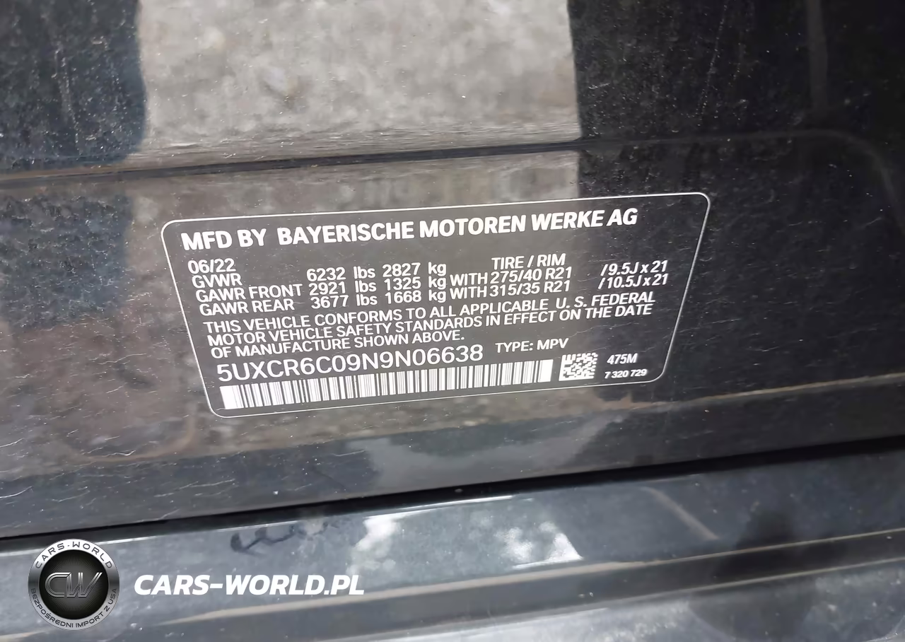 2022 BMW X5 xDrive40I VIN:5UXCR6C09N9N06638 - 9
