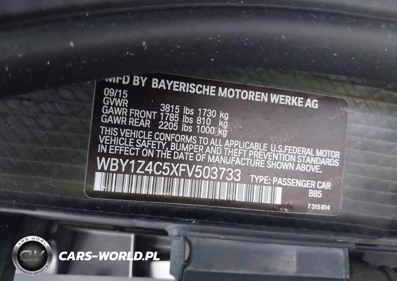 2015 BMW I3 Base W-Range Extender VIN:WBY1Z4C5XFV503733 - 9