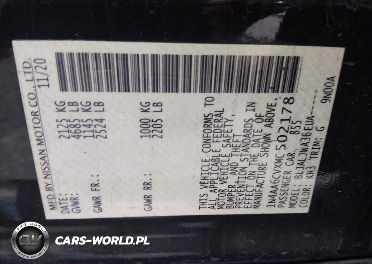 2021 Nissan Maxima Sv VIN:1N4AA6CVXMC502178 - 9