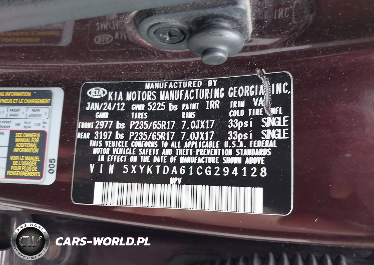 2012 Kia Sorento Lx VIN:5XYKTDA61CG294128 - 9