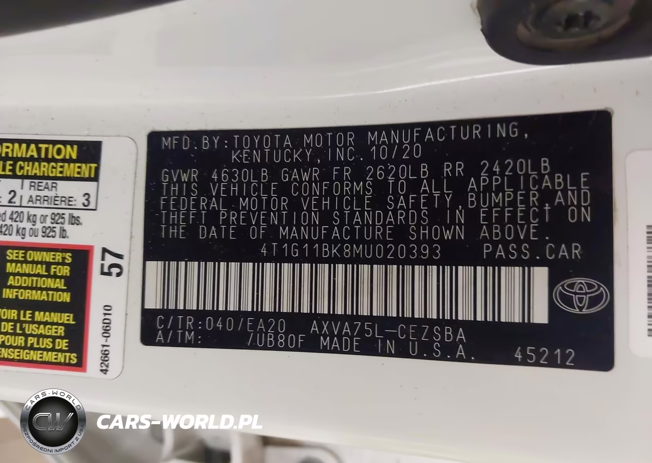 2021 Toyota Camry Se Awd VIN:4T1G11BK8MU020393 - 9